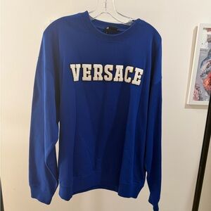 Versace Cotton Men’s Sweatshirt Blue Mitchel Fit Size XL